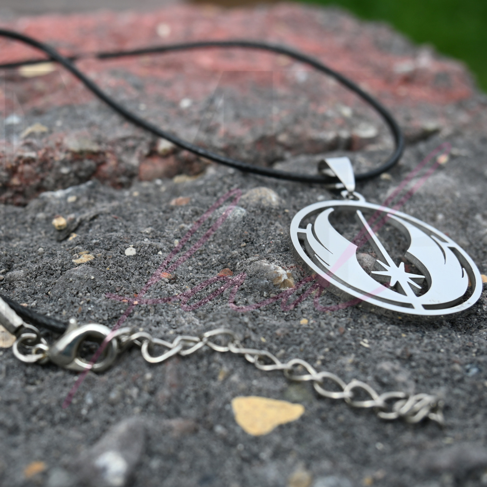 Star Wars Necklace Pendant Leather Cord Stainless Steel Silver JEDI ORDER Symbol