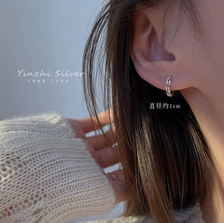 925 Sterling Silver Plated Huggie Hoop Earrings Girl Women Gift 10/6mm TH5
