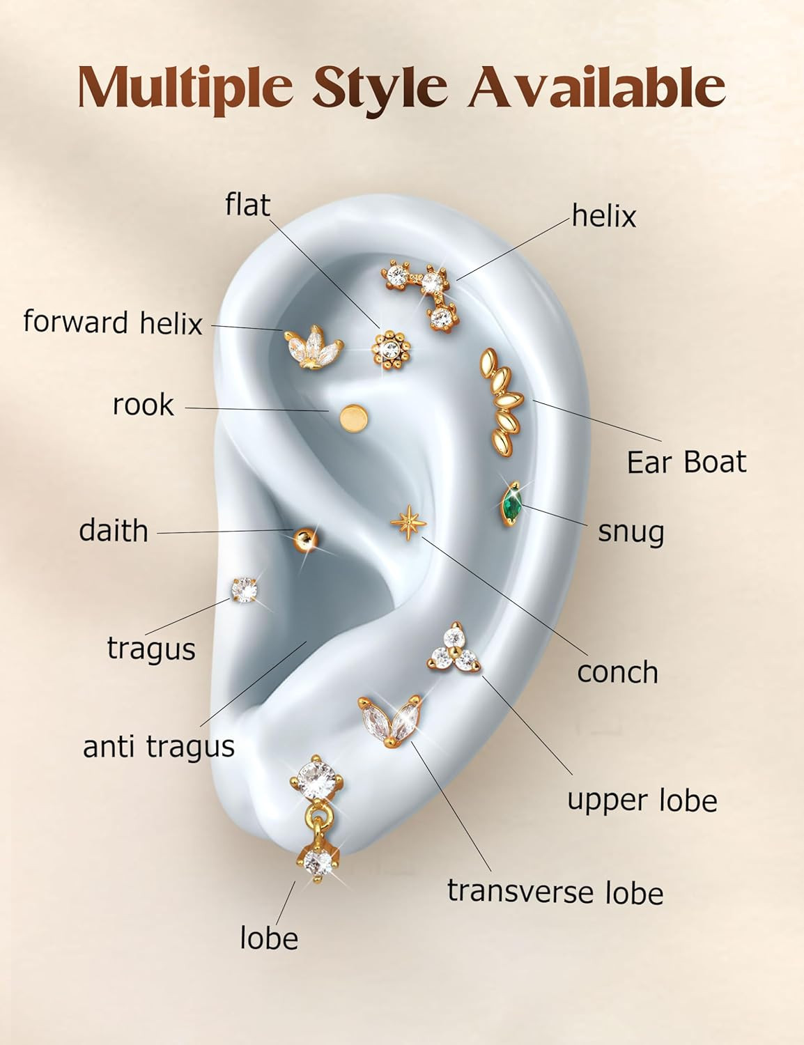 18G 16G Hypoallergenic Flat Back Earrings Stud Earrings – 316L Surgical Steel In