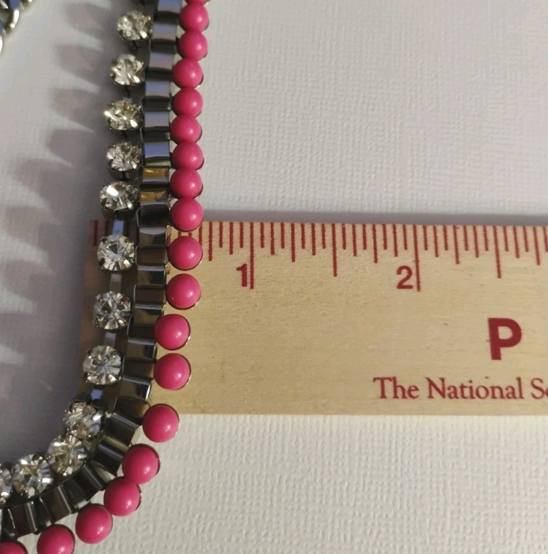 Designer ADORNABLE U Silvery Hot Pink Gem w/Crystal Rhinestones 17″ Necklace!