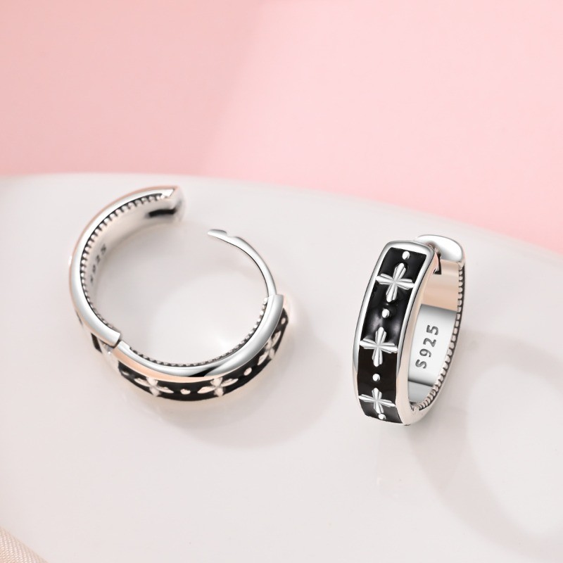 PANDACH 925 Sterling Silver Retro Classic Hoop Earrings For Women men Jewelry