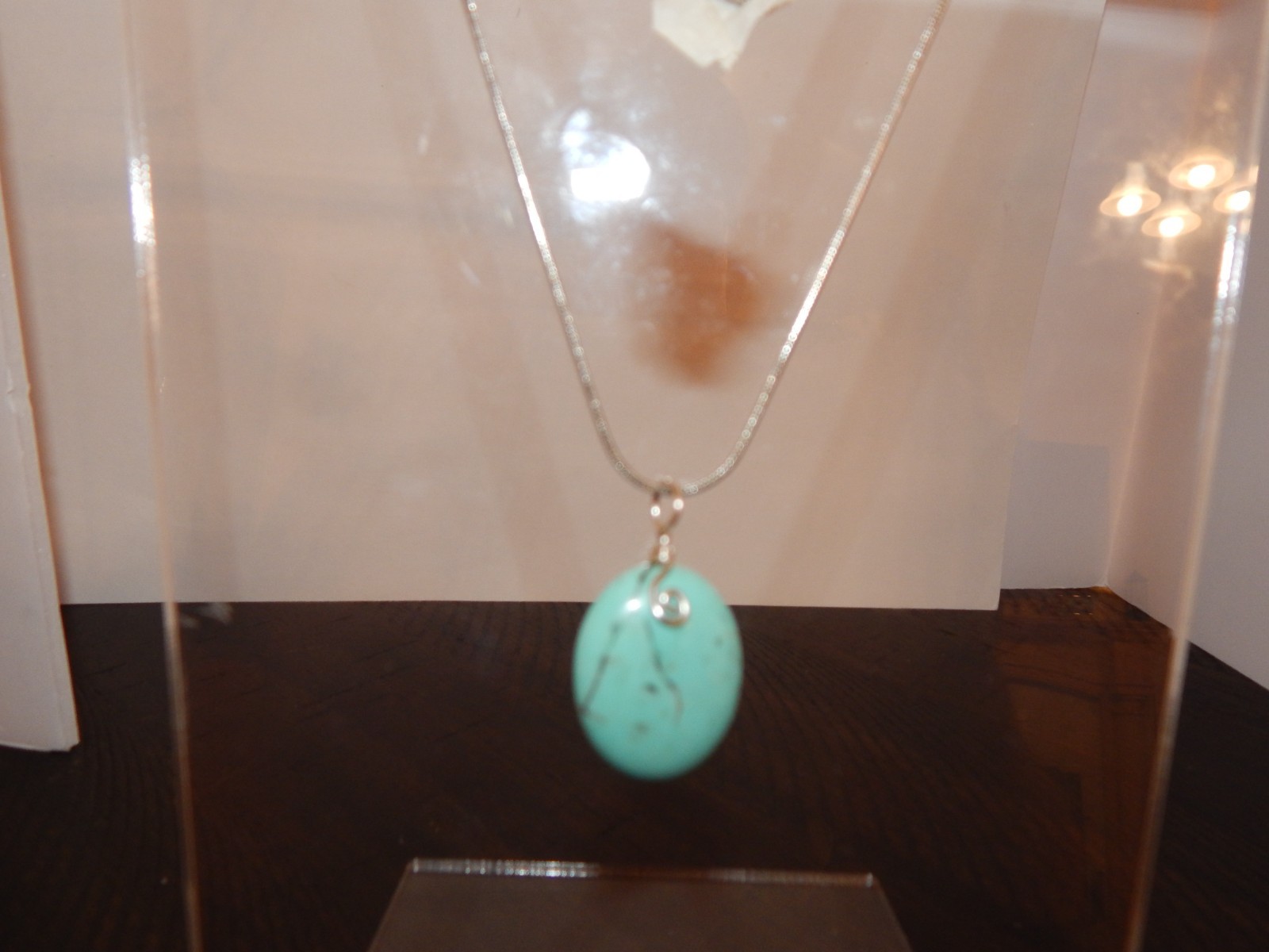 Semi Precious gem stone hand made wrapped 18″silvertone Necklace
