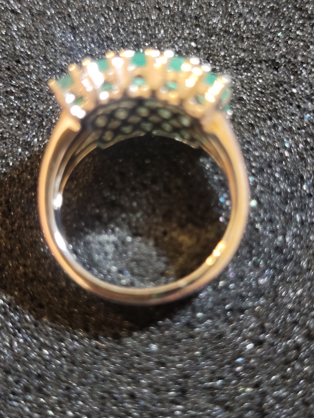 Mystical Zambian Green Emerald Rhodium over 925SS, Sz6, New