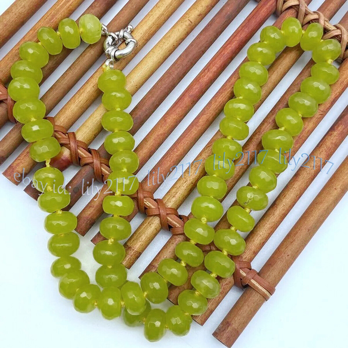 Faceted 5x8mm Natural Green Peridot Rondelle Gemstone Beads Necklaces 14-48”