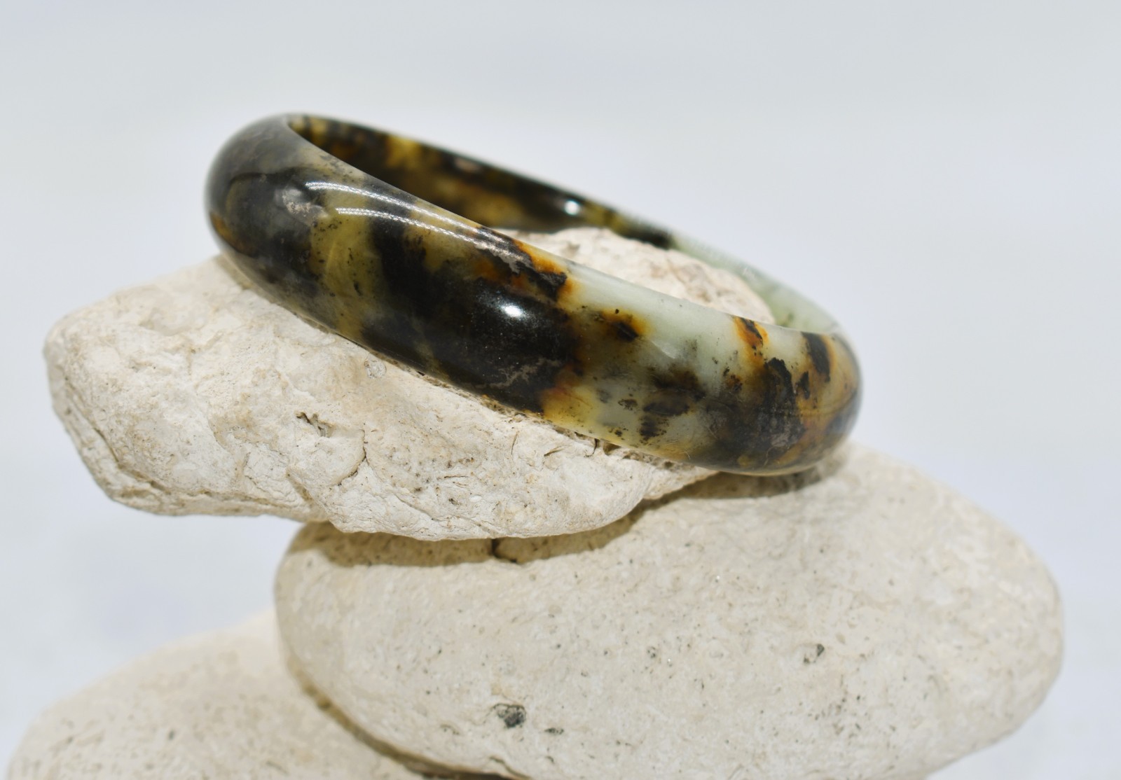 Green Jadeite 15 mm Solid Bangle Bracelet 7 inch