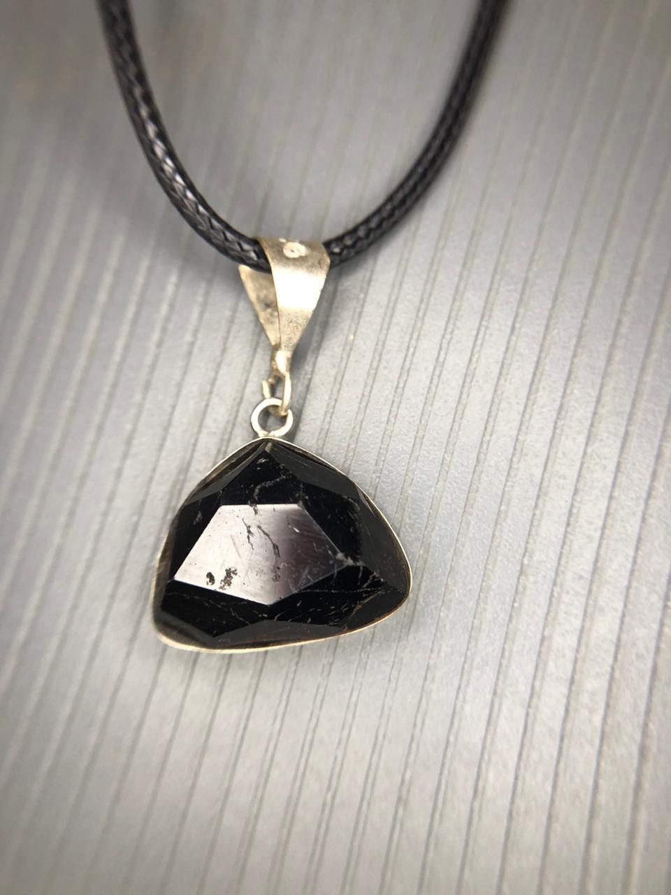 Natural Black Tourmaline Rose Cut Pendant Handmade Gemstone from Afghanistan