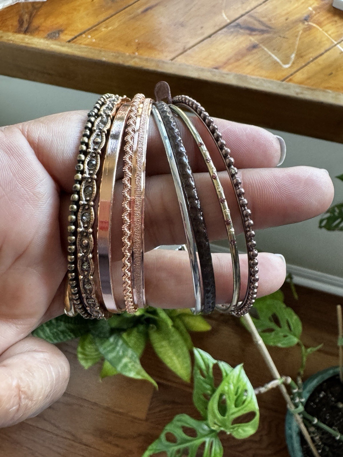 Chico’s Stackable Multicolor Mixed Metal Bangle Bracelet Set Slip-On, No Stone