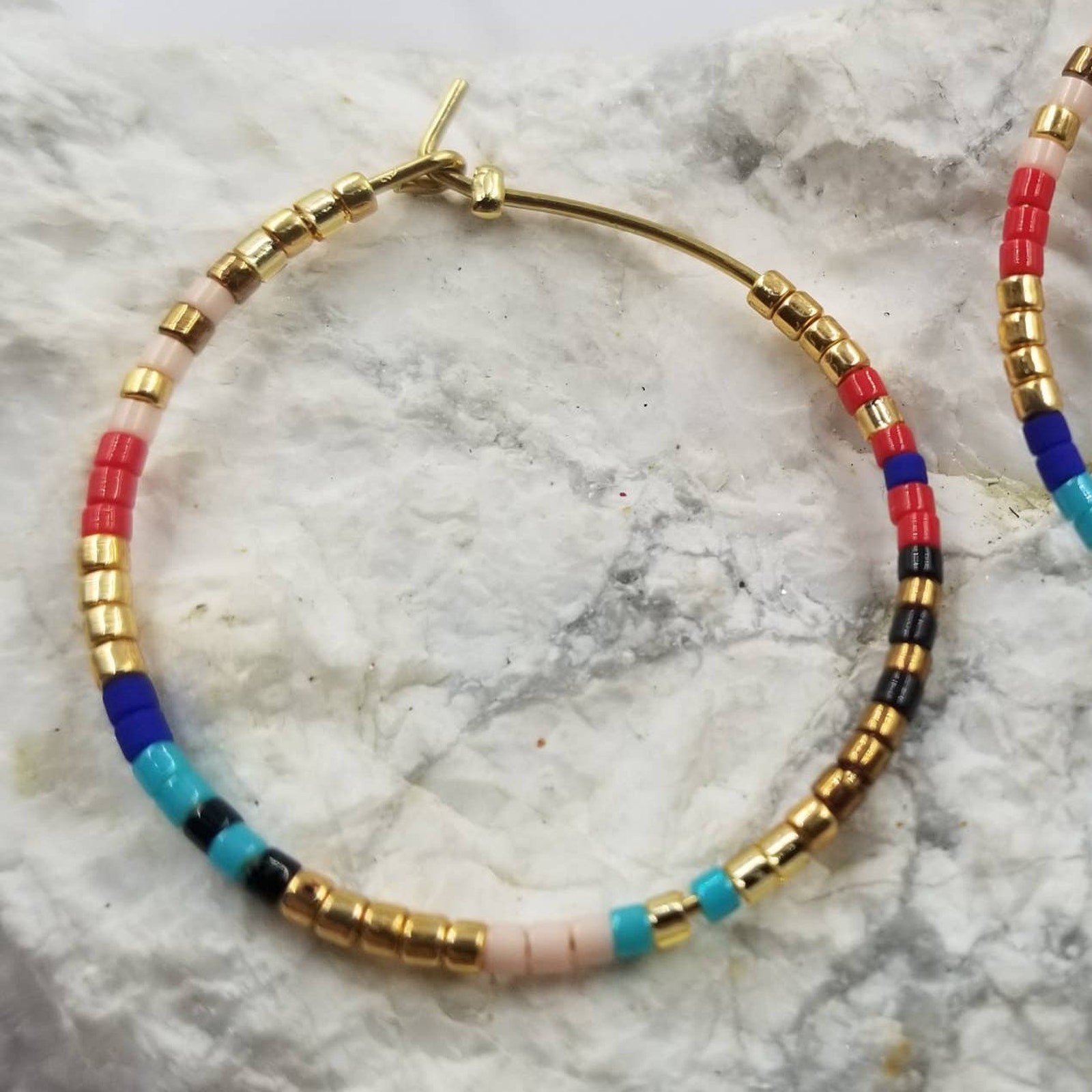 Boho Colorful Gold Beaded Earrings