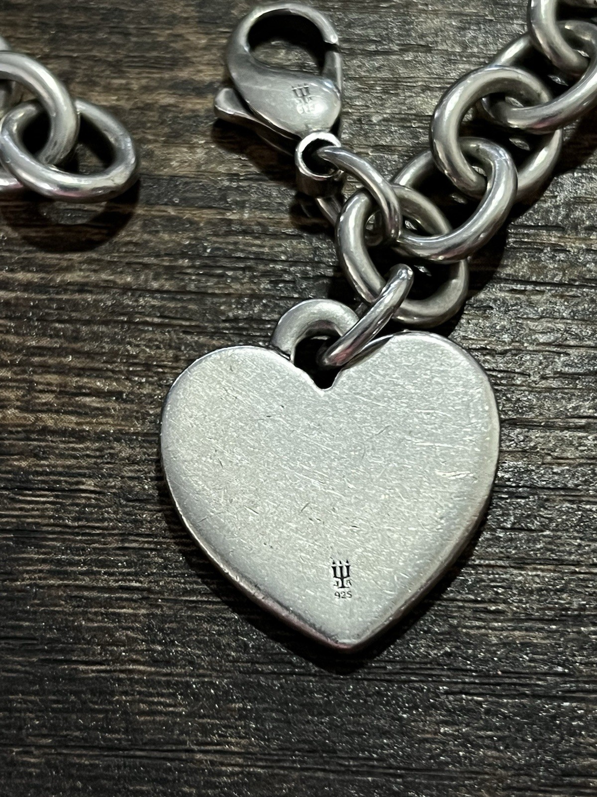 James Avery Retired Sterling Silver Cable Chain Bracelet with Large Heart Charm
