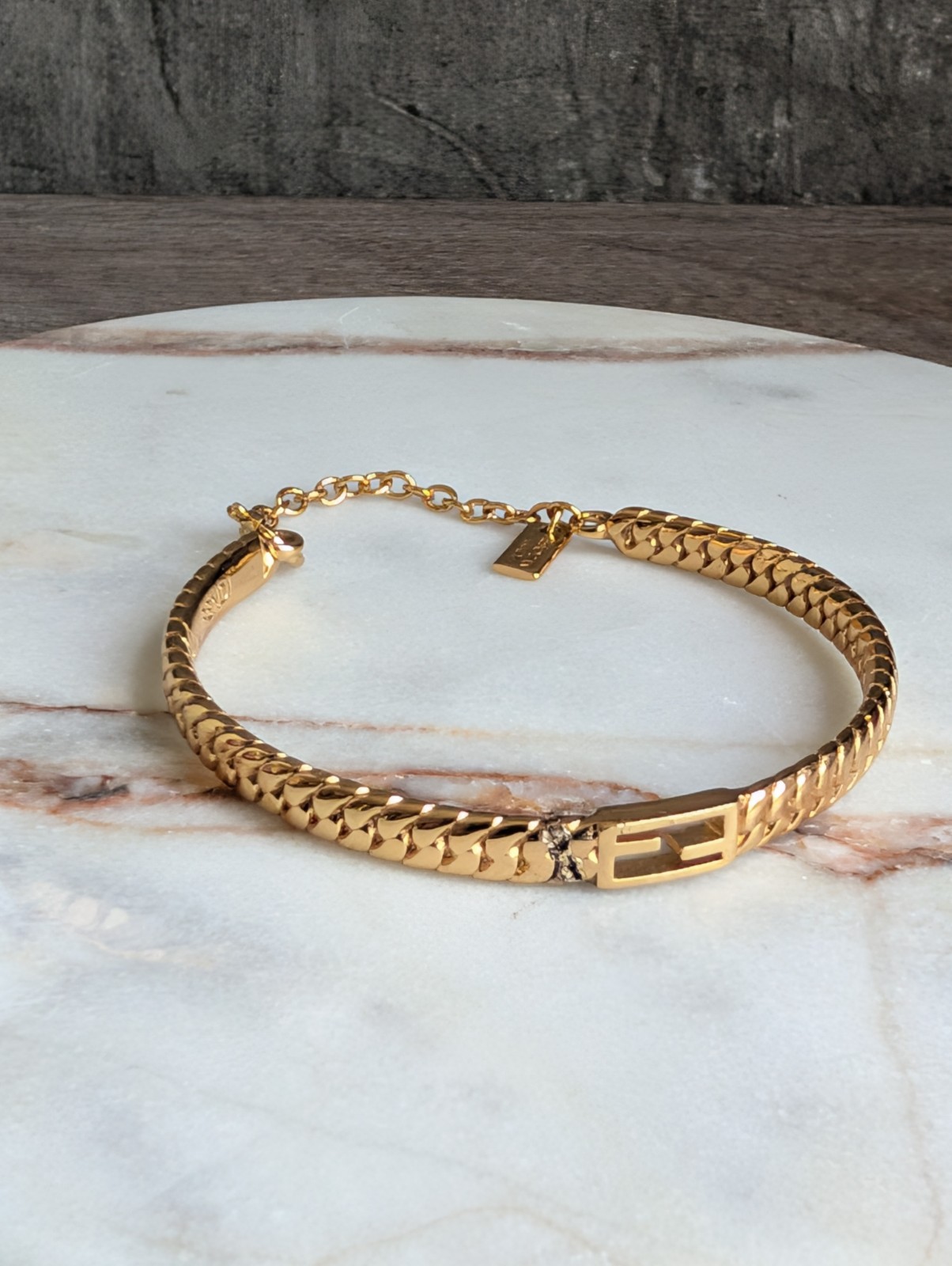 Vintage Fendi Gold-Plated “FF” Logo Bangle Bracelet – Repair & Restoration