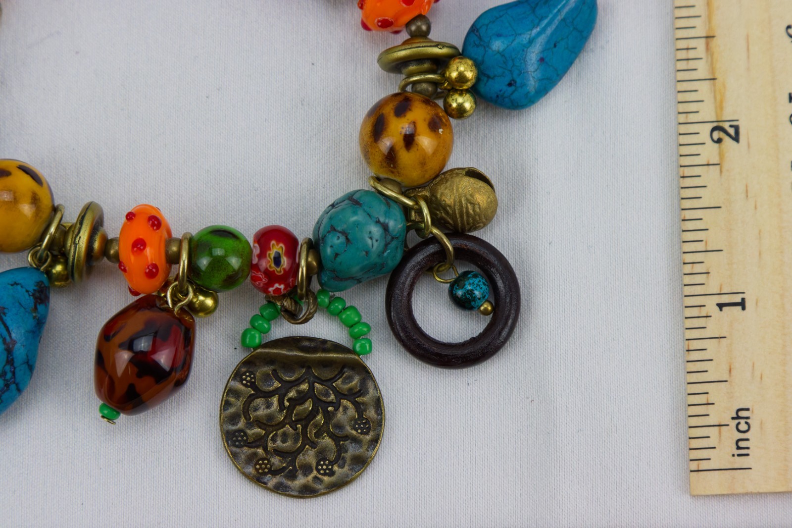 Treska Stone, Glass, Resin and Metal Stretch Bracelet, 71gr