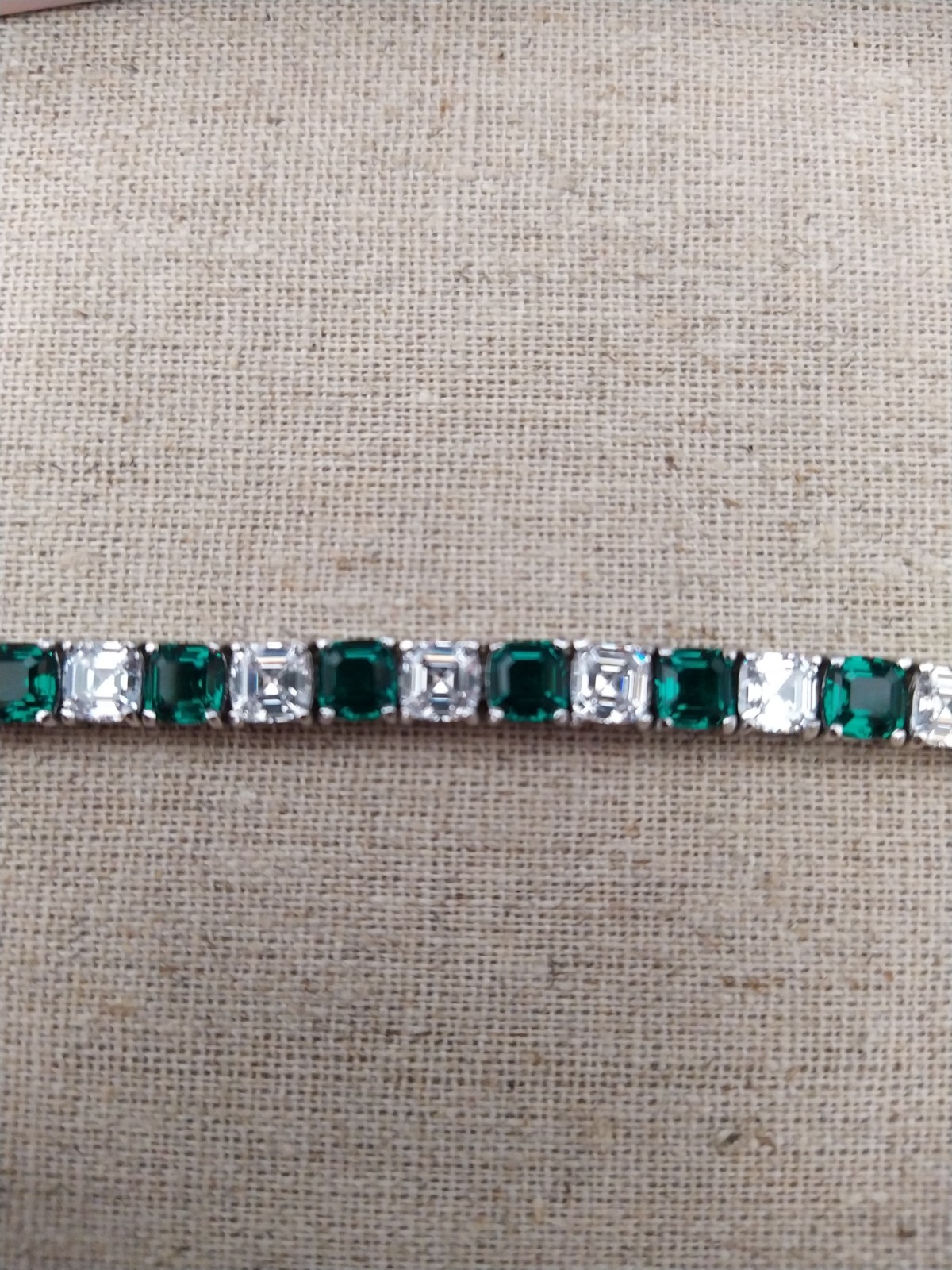Diamonique Asscher Cut White Emerald Tennis Bracelet Sterling Silver 925 8″ New