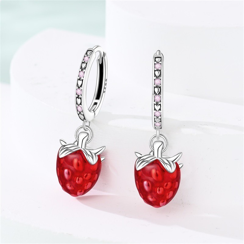PANDACH 925 Sterling Silver Raspberry Dangle Hoop Earrings For Women Jewelry NEW