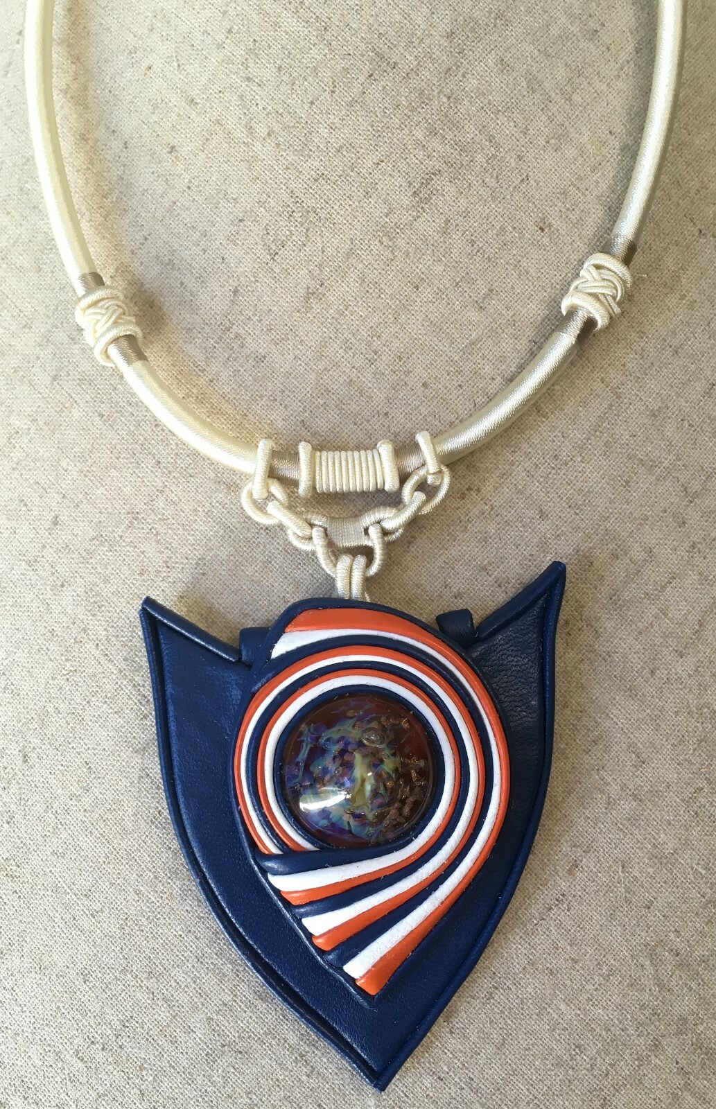 “Cats Eye Nebula” Genuine Leather Necklace Boho Style hand made