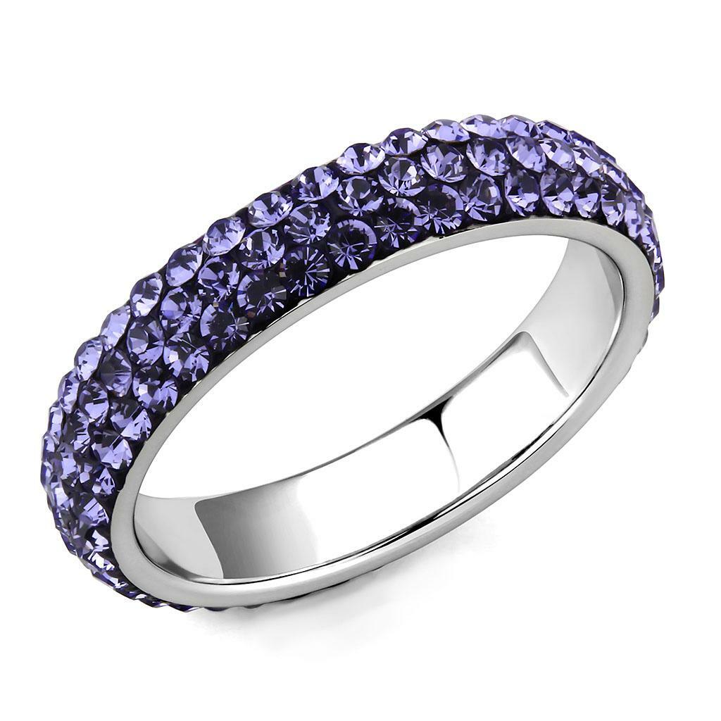 TK3540 – High polished (no plating) Stainless Steel Ring with Top Grade Crystal