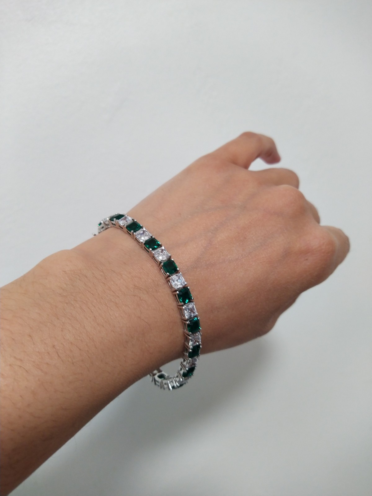 Diamonique Asscher Cut White Emerald Tennis Bracelet Sterling Silver 925 8″ New