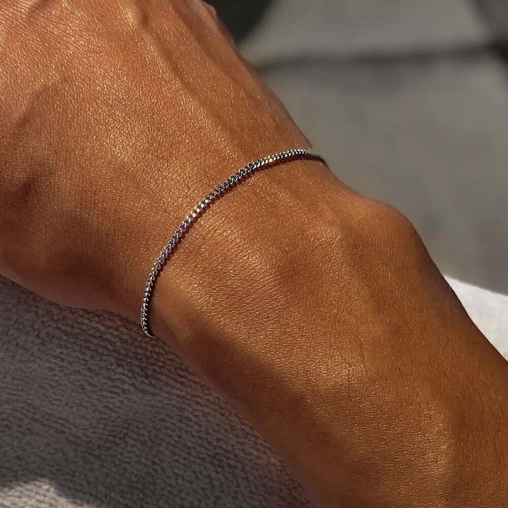 2 Colors Men Women 18K Gold Plated Cuban Curb Chain Bracelet Bangle 3 Lengths