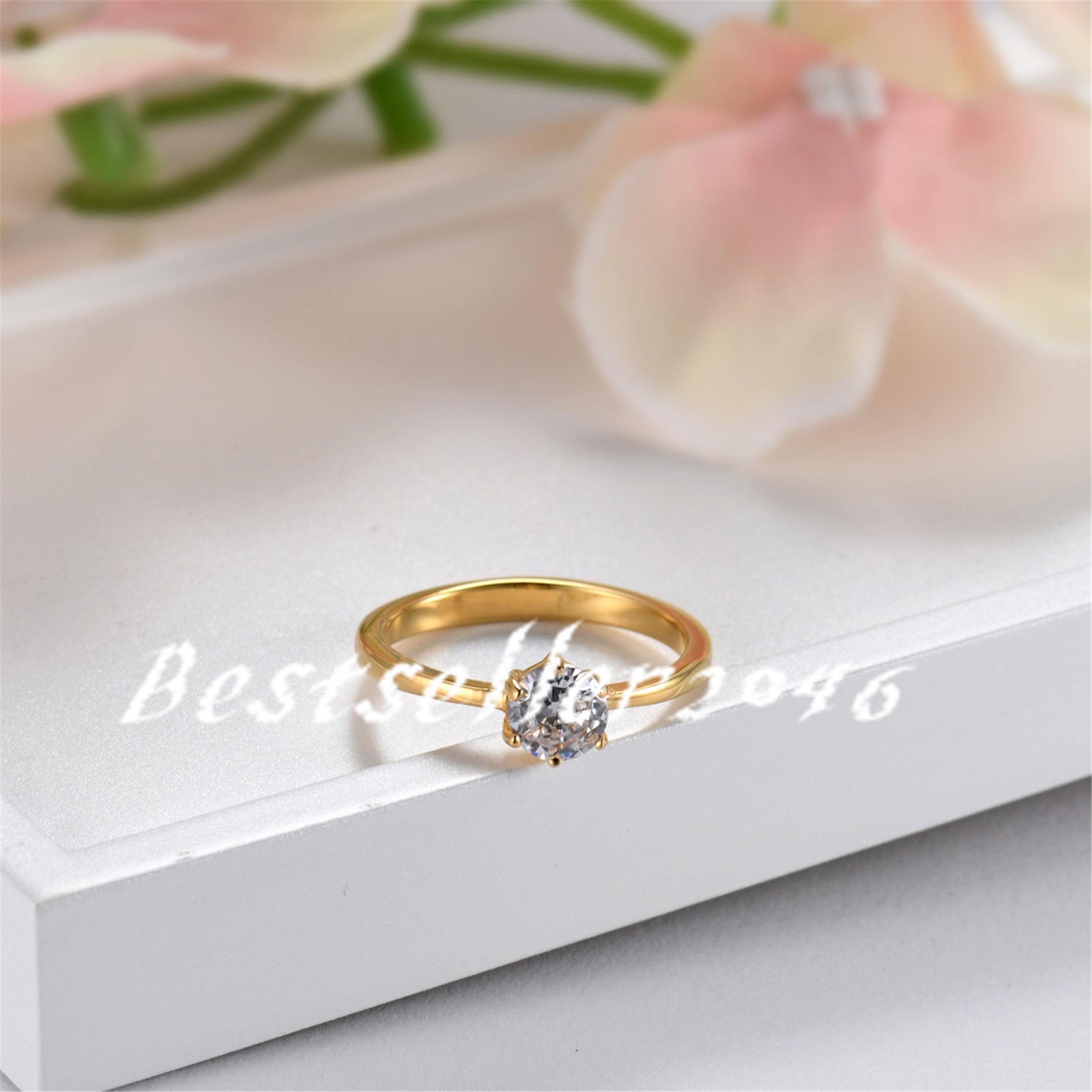 1.0 Carat CZ Womens Solitaire Wedding Ring Stainless Steel Band Size 5-11