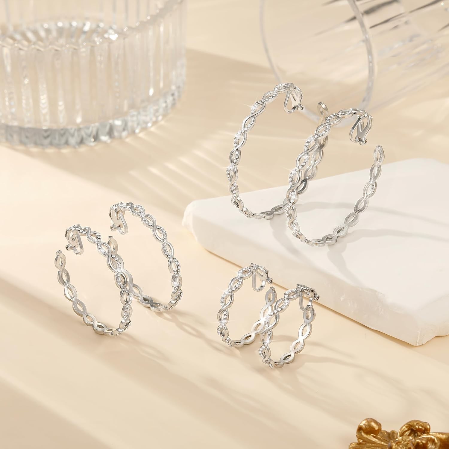 Clip On Hoop Earrings for Women Lightweight – Silver Twisted Clip-on Hoop Earing