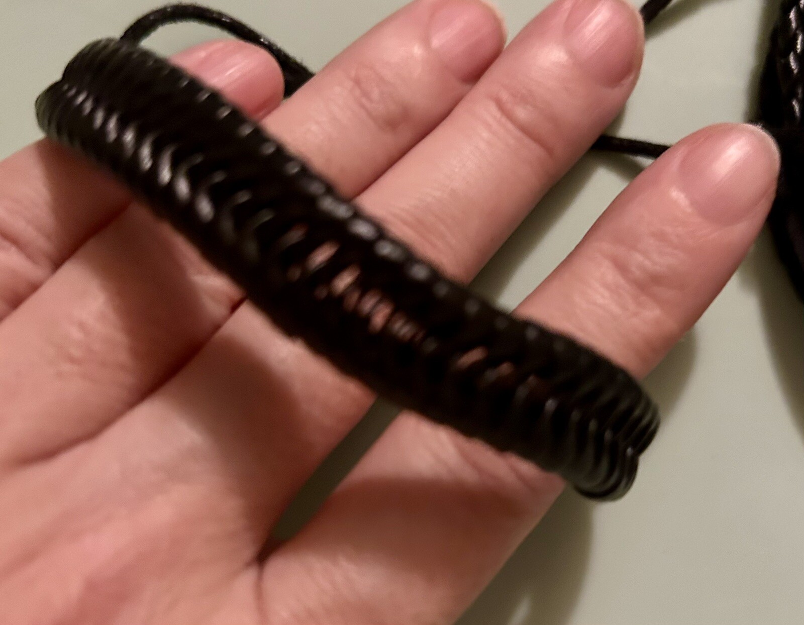 Stackable Adjustable Black Faux Leather Bracelets Set Of 6