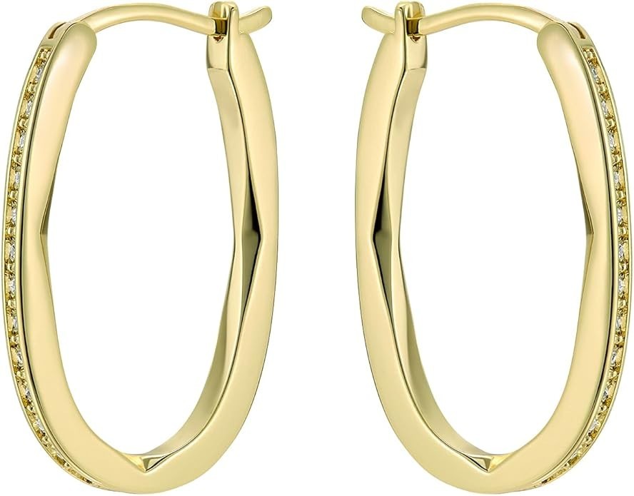 Ted Baker London Shivanna Crystal Shimmer Hoop Earrings 3.1cm Gold Plated Brass