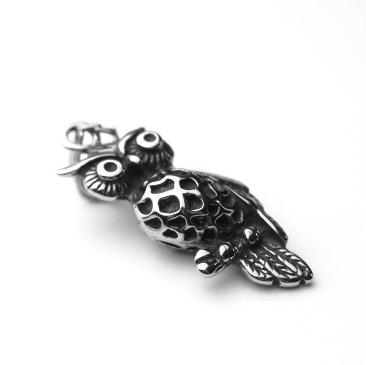 Unisex Women Men Stainless Steel Punk Owl Birds Pendant Necklace 24″ Chain Gift