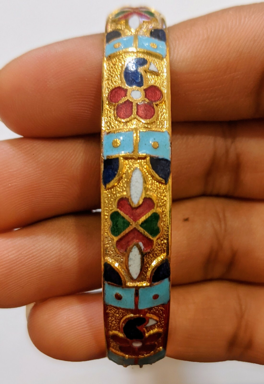 22k Gold Plated Indian Bangle Set with Accent Piece (3pcs)