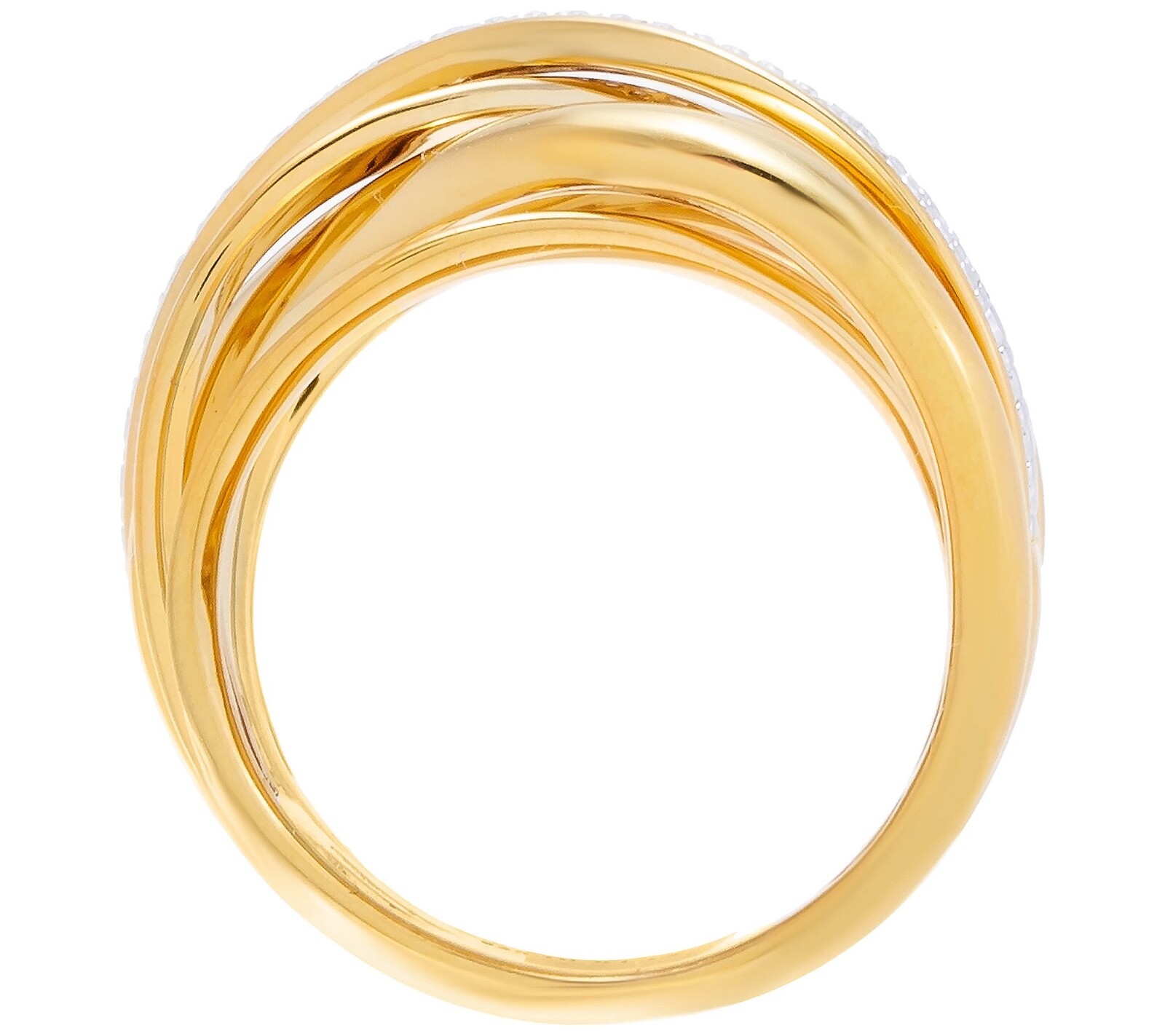 QVC Diamonique X Jennifer Miller Criss-Cross Ring Gold Plated Size 7 NEW!