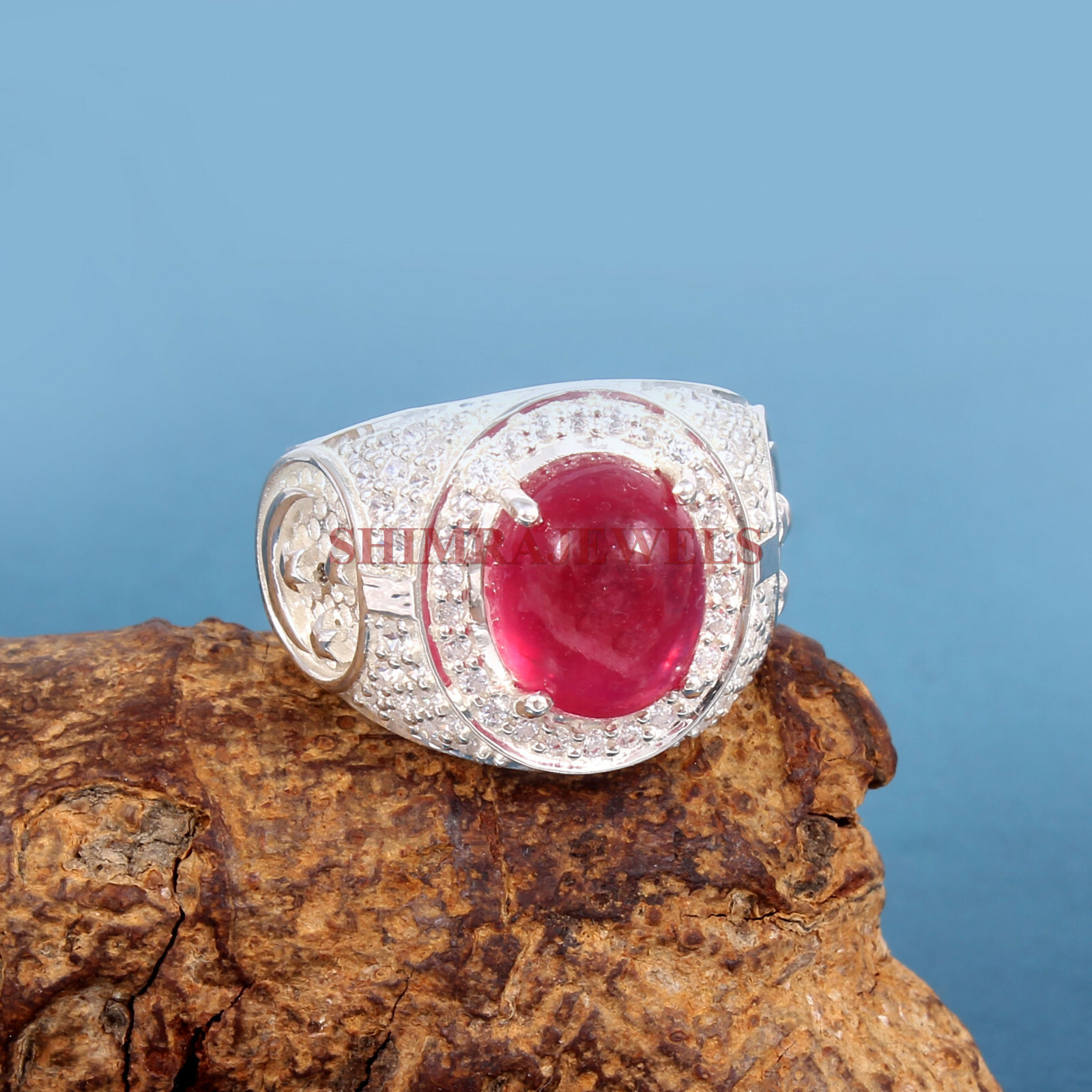 Heated Ruby Gemstone with 925 Sterling Silver Ring for Men’s #39