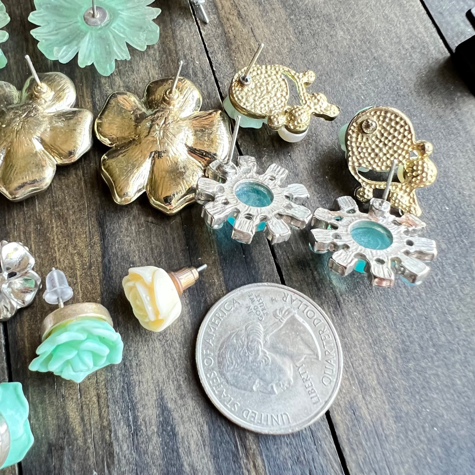 ⁠8 Pair Floral Stud Earring Lot Cottagecore Statement Enamel Flower Resin Retro⁠