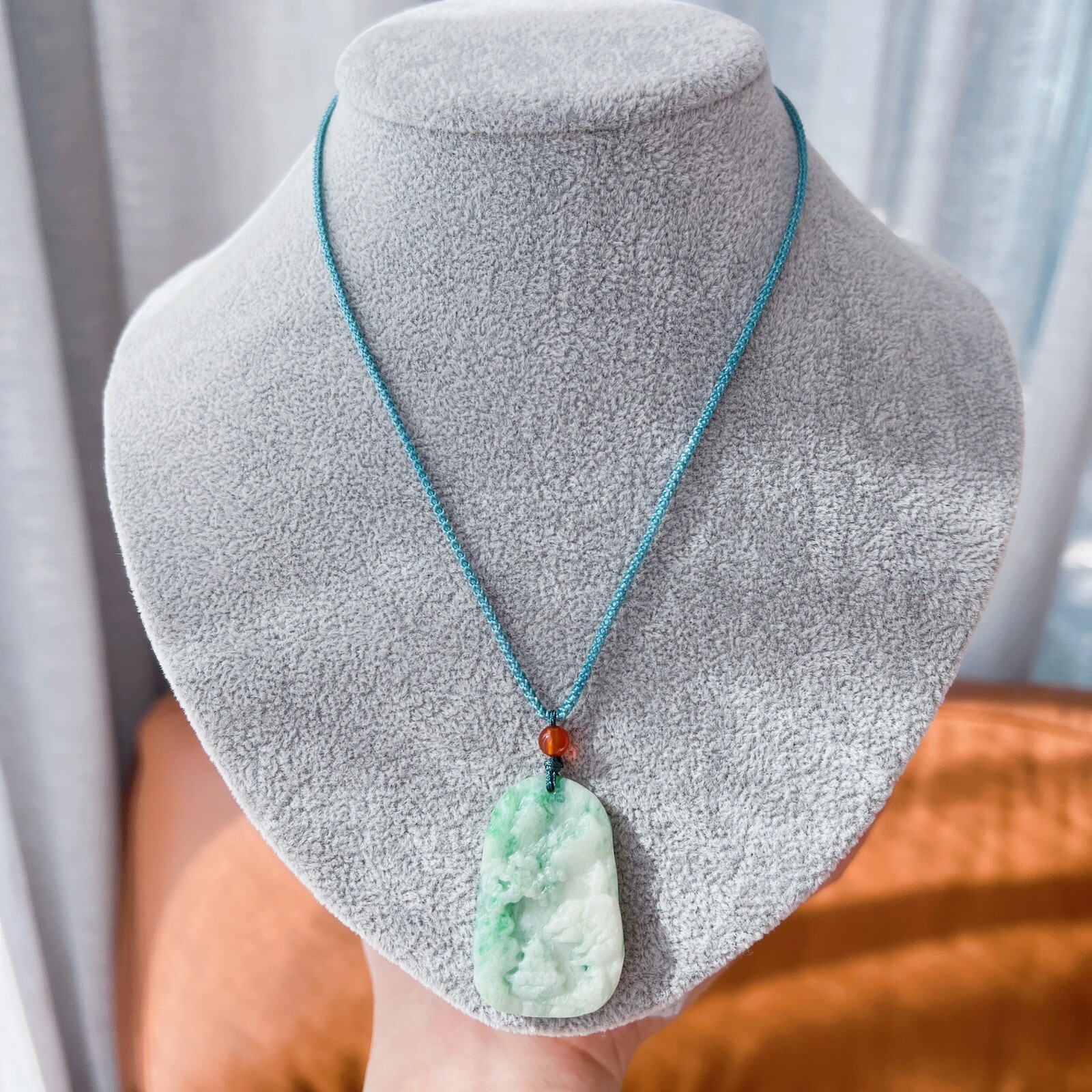 Good quality Natural Burma Jade carving pendant Necklace , unisex necklace