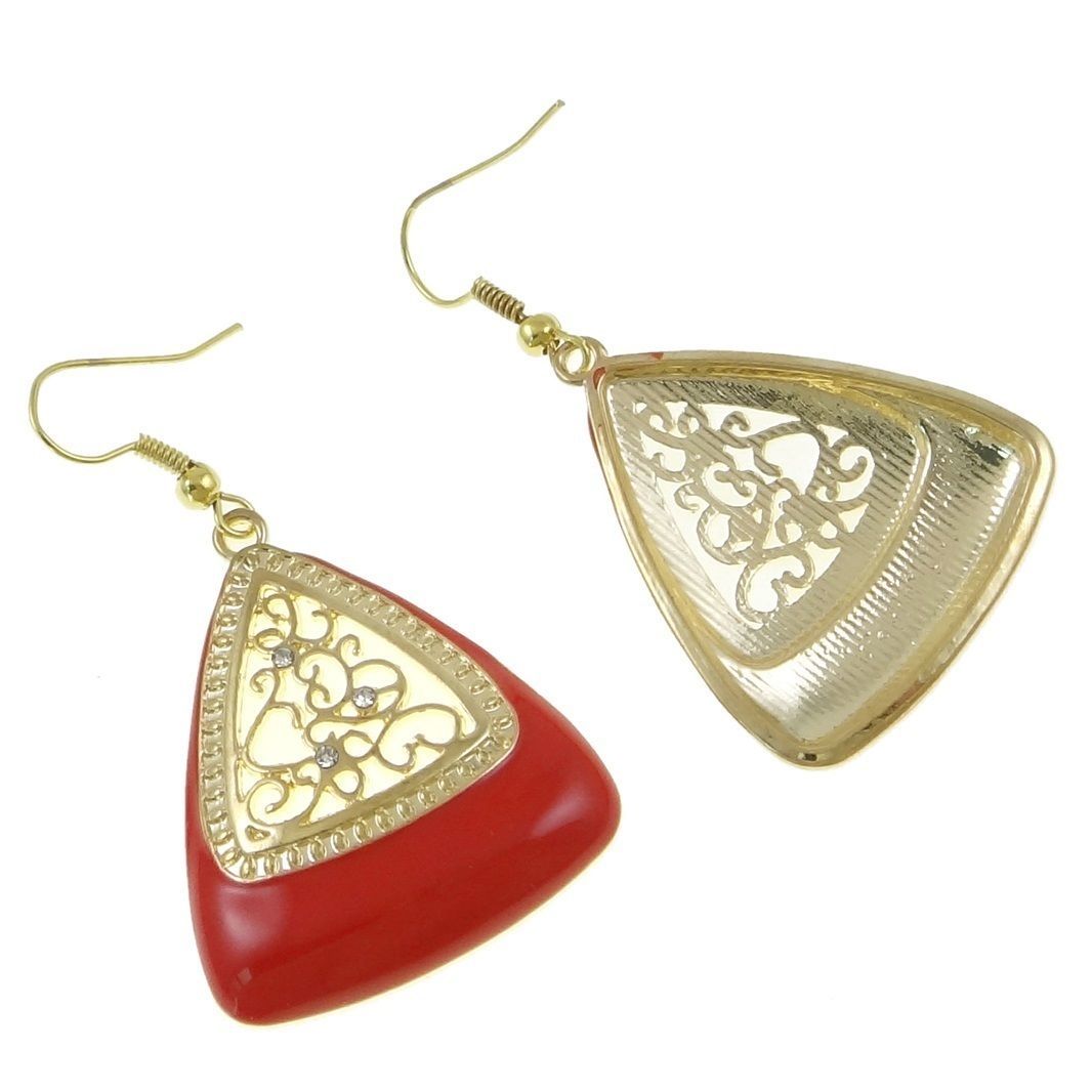 Wholesale Lot 8 Pair VTG Gold Filigree Rhinestone Enamel Earrings Black Red