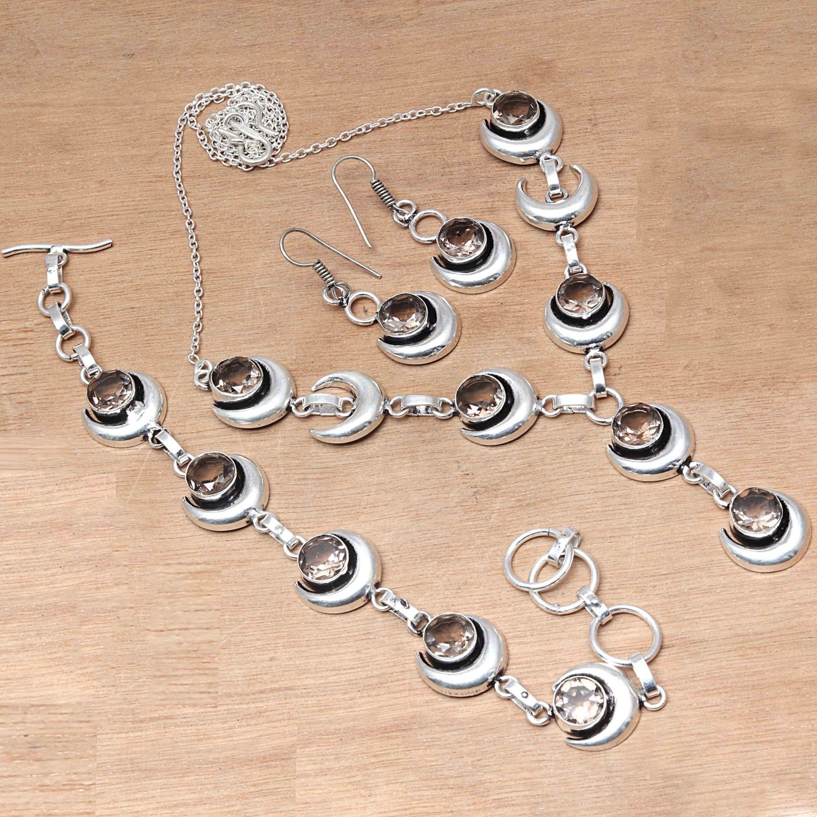 Smoky Quartz Gemstone Handmade Ethnic Jewelry Necklace Set 18-20”