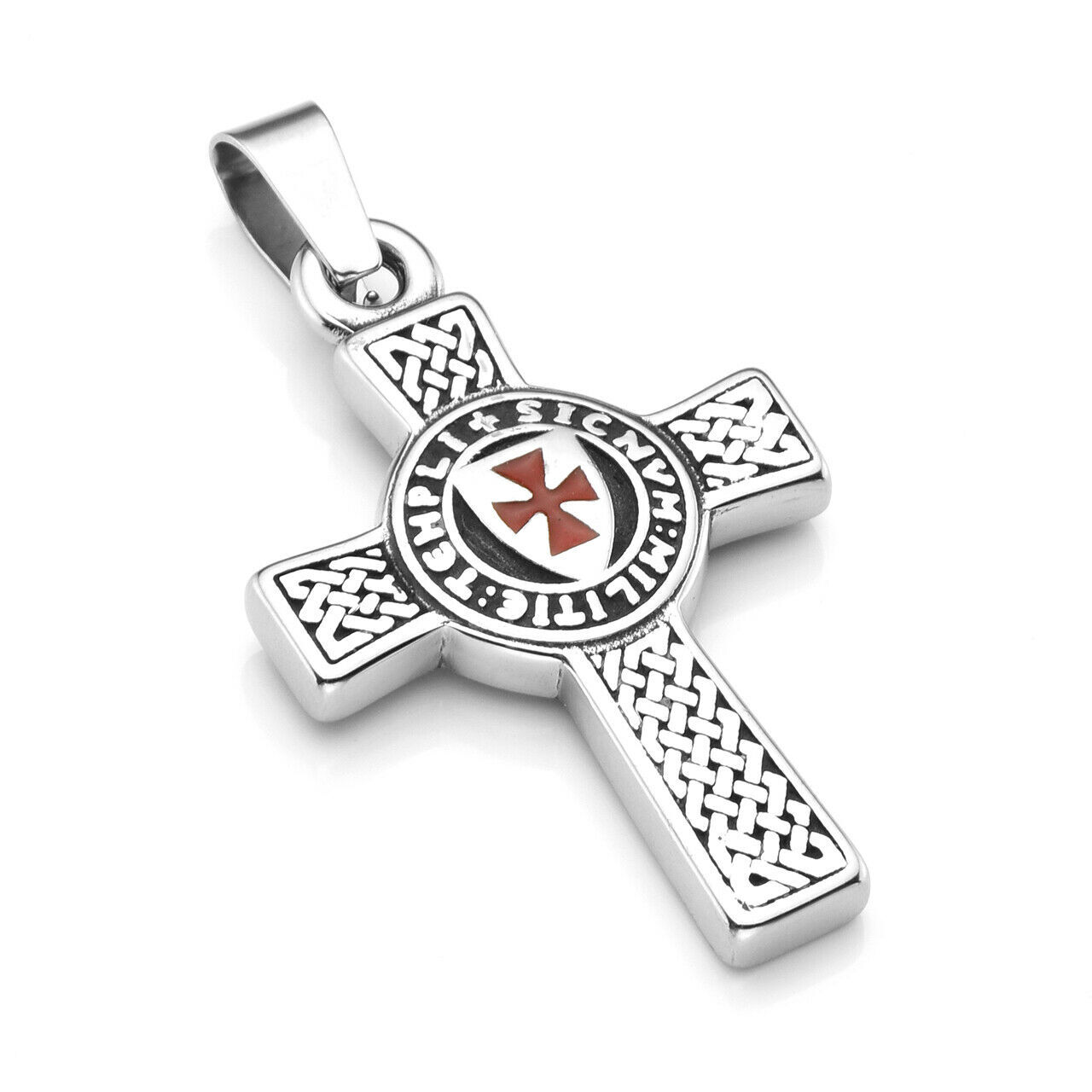 Crucifix Red Cross Necklace for Men Knights Templar Crusader Pendant Necklace