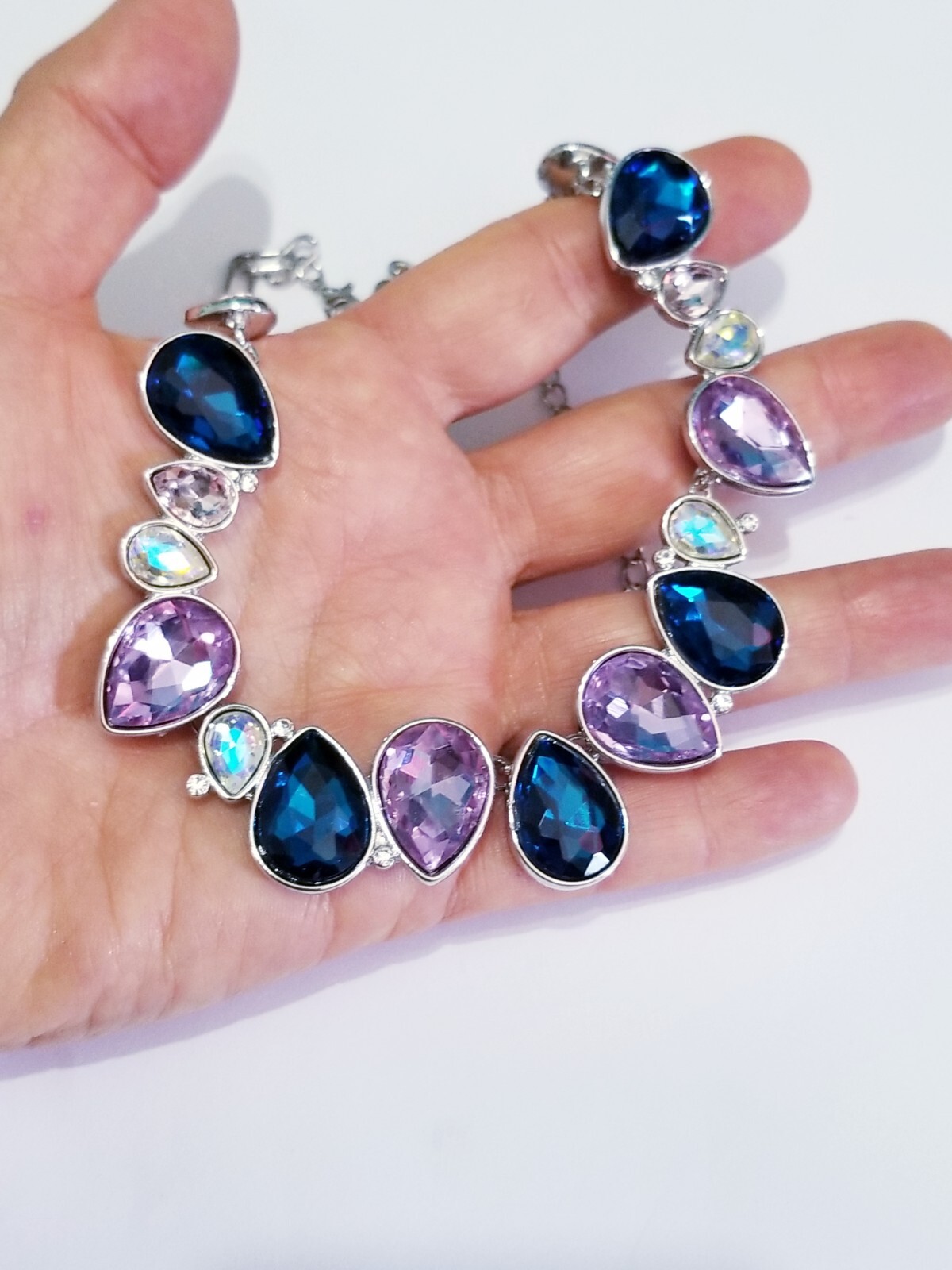 Choker Necklace ONLY Rhinestone Crystal Purple Prom Pageant Bridal