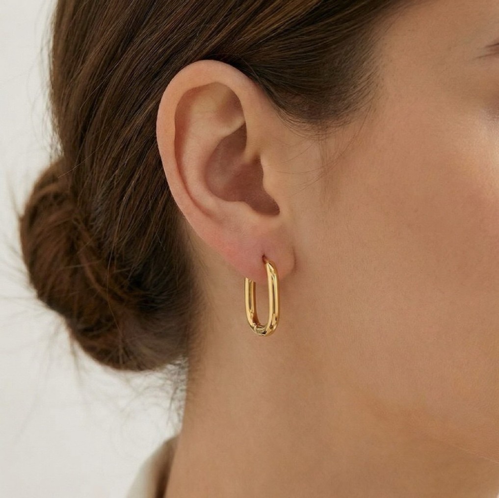 Women Surgical Steel Small Oval Huggie Hoop Earrings Trendy Jewelry Gift For Her