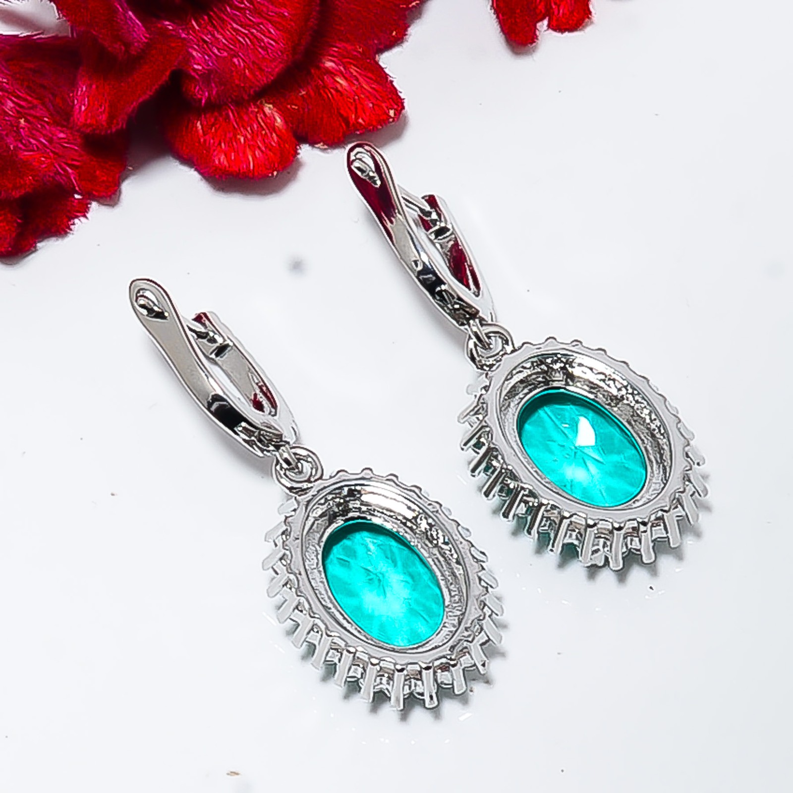 Paraiba Tourmaline & Cz 925 Sterling Silver Earring 1.40″ E158624