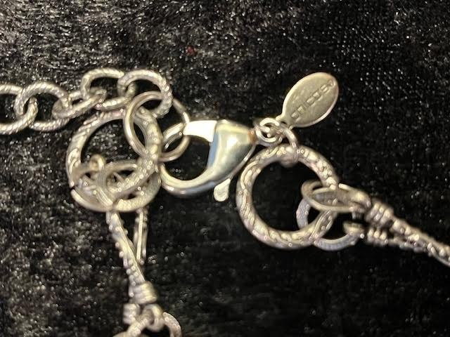 Vintage Signed CHICO’S Stone, Metal, Shell Beads w/Metal Chain 36″ Asymmetrical