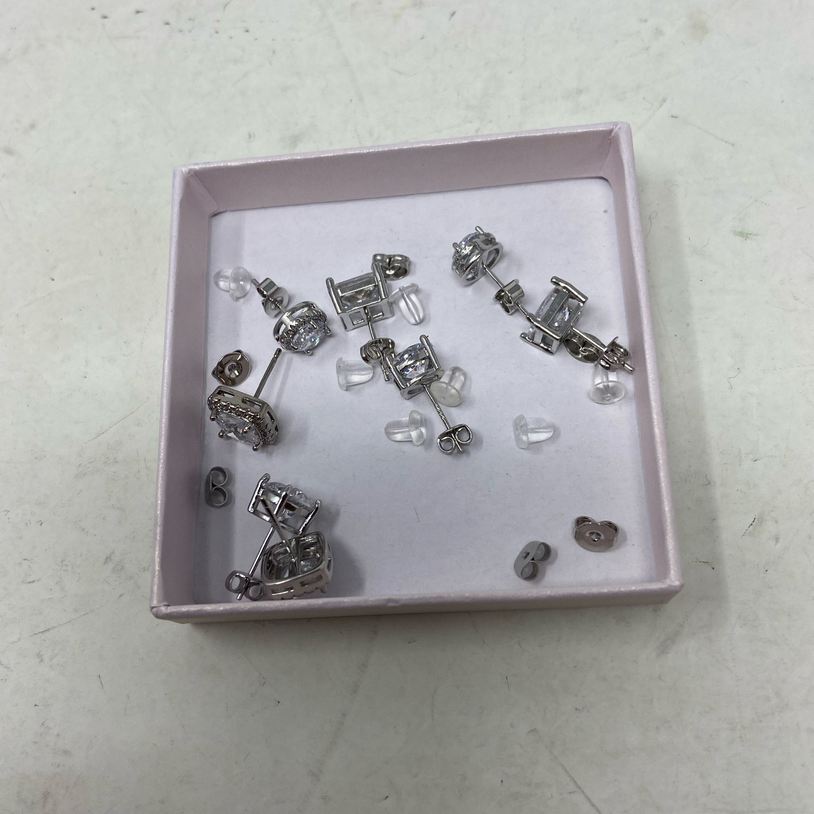 Milacolato 8-Pair Silver CZ Halo Stud Earring Set, 3/5/7mm
