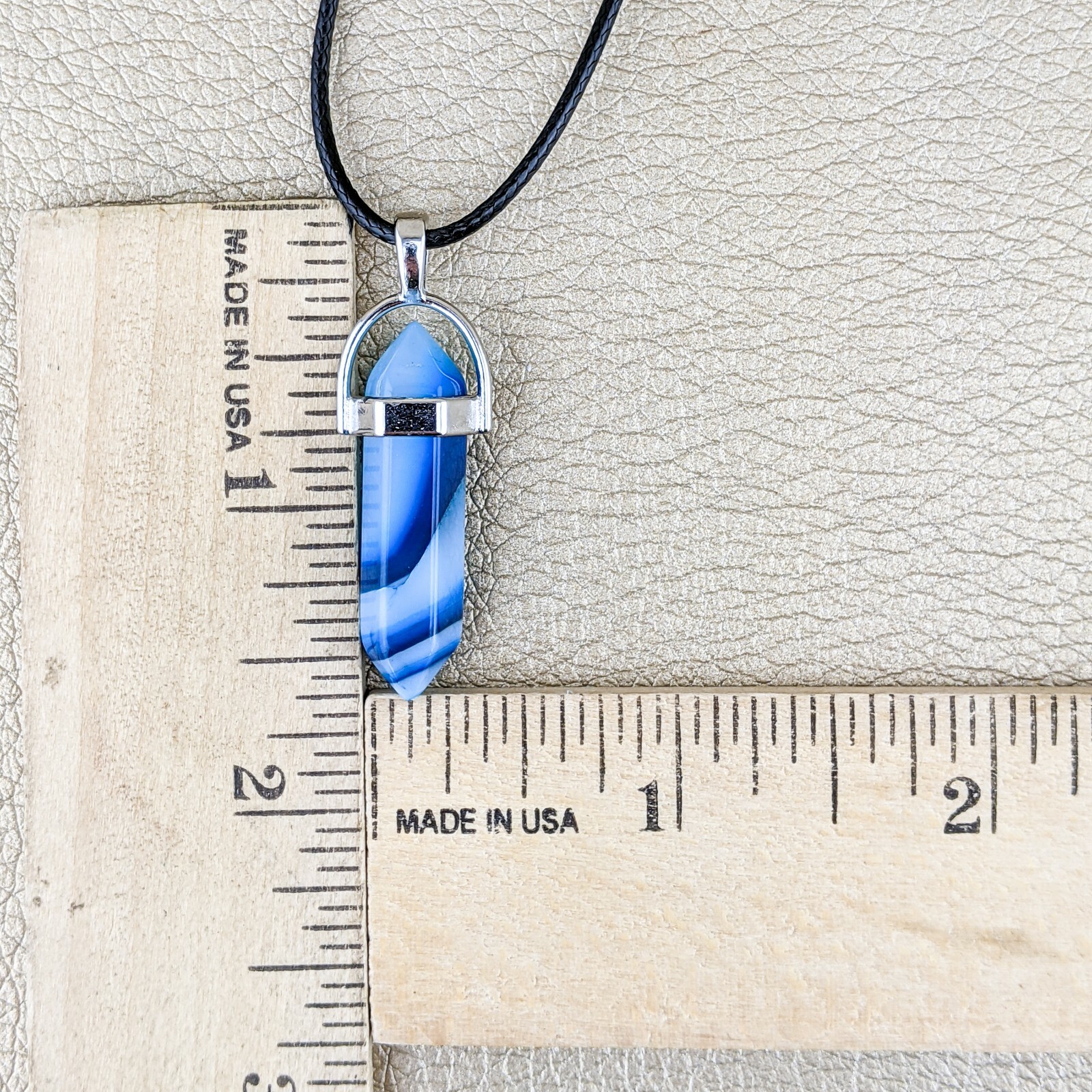 j) Blue Agate stone Hexagon Point Pendant Chakra Reiki Healing Amulet necklace