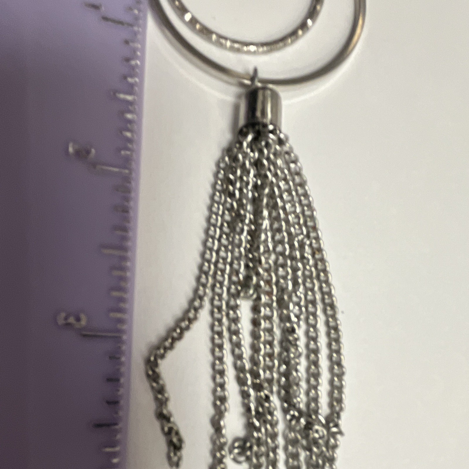 Silver Tone Metal Round Tassel Pendant Necklace Ball/Bead Chain Lobster