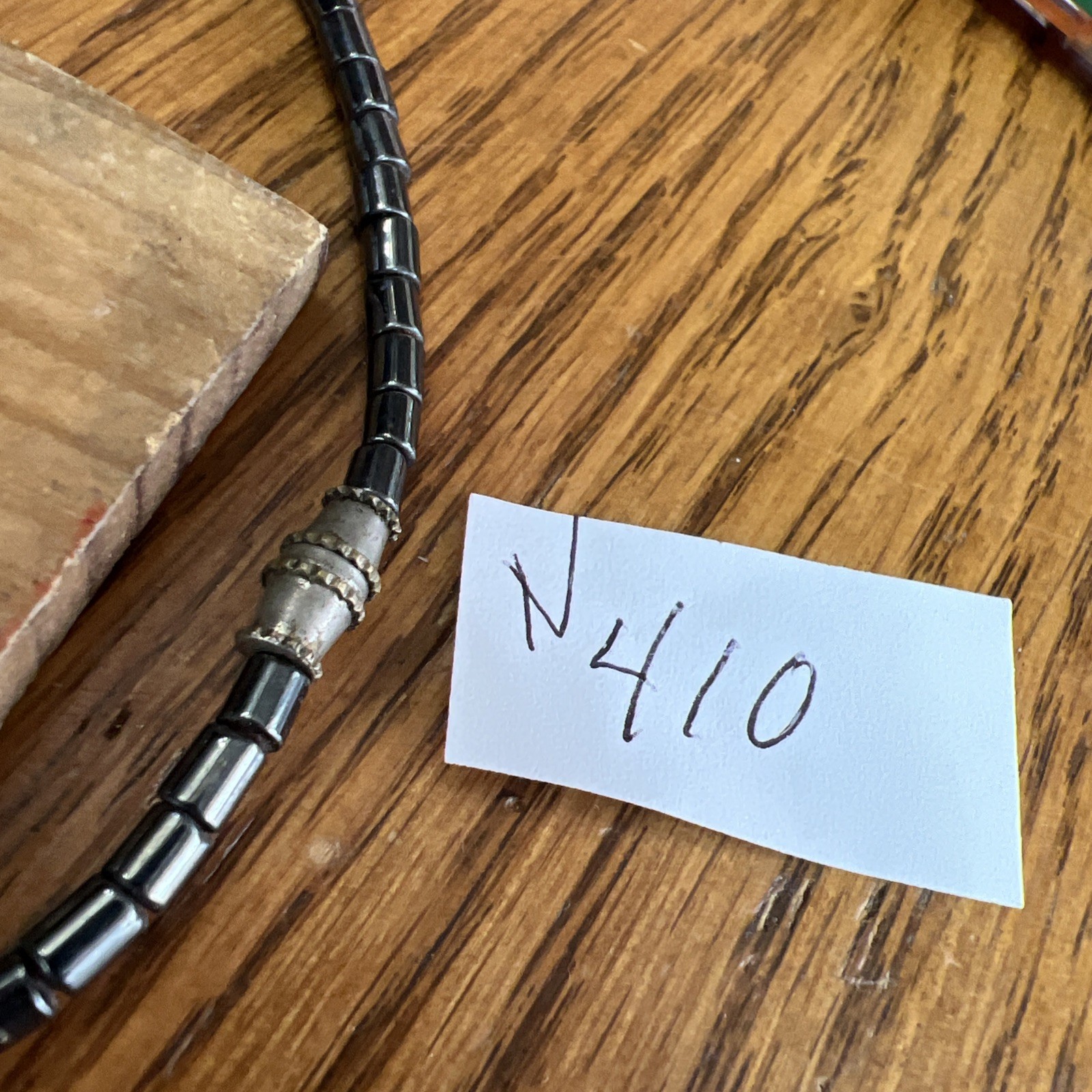 Necklace Silver Beaded 16 Inch No Mark N410