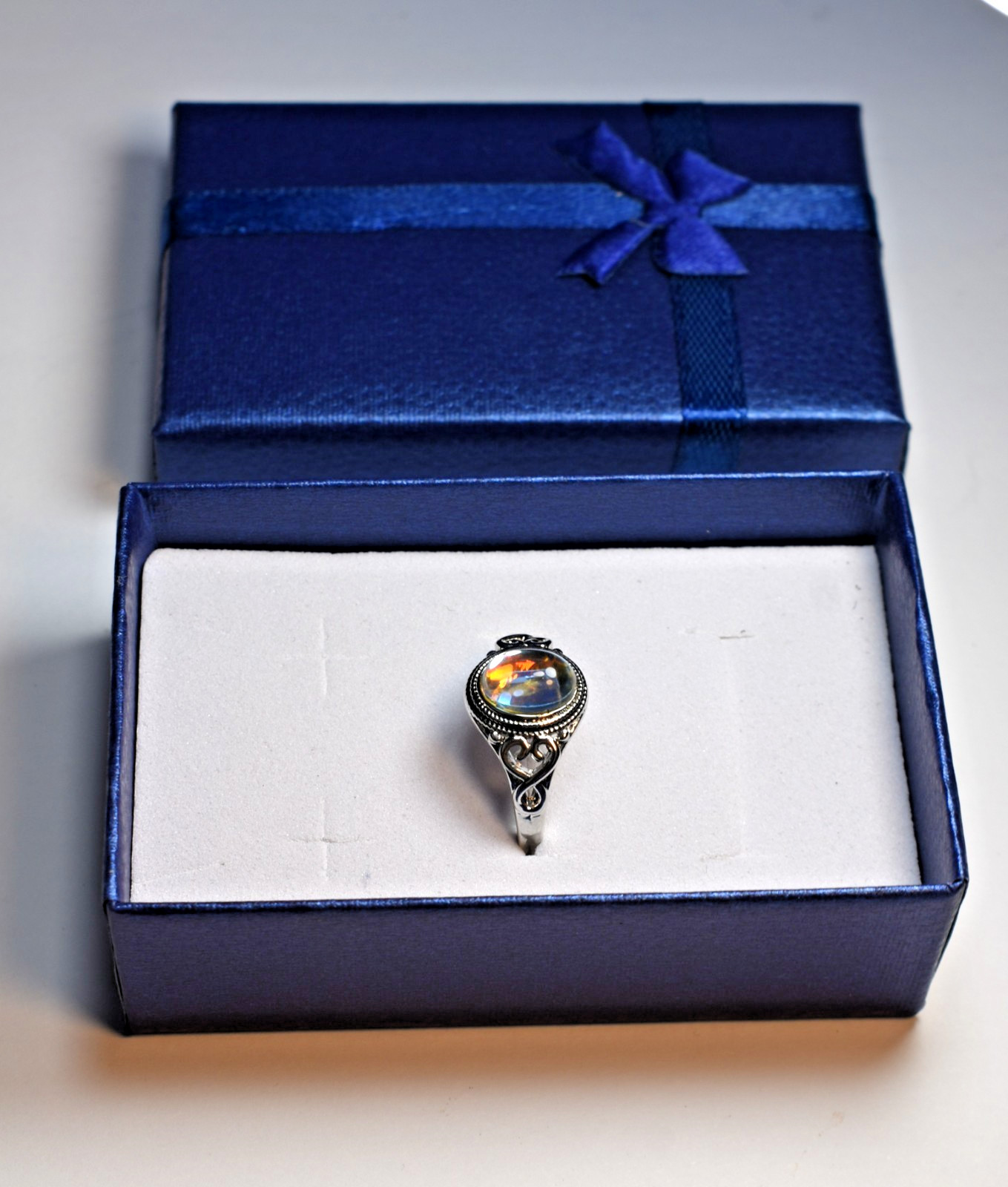 Mood Moon Ring SP 925 Sterling Silver Size 7 Gift Boxed