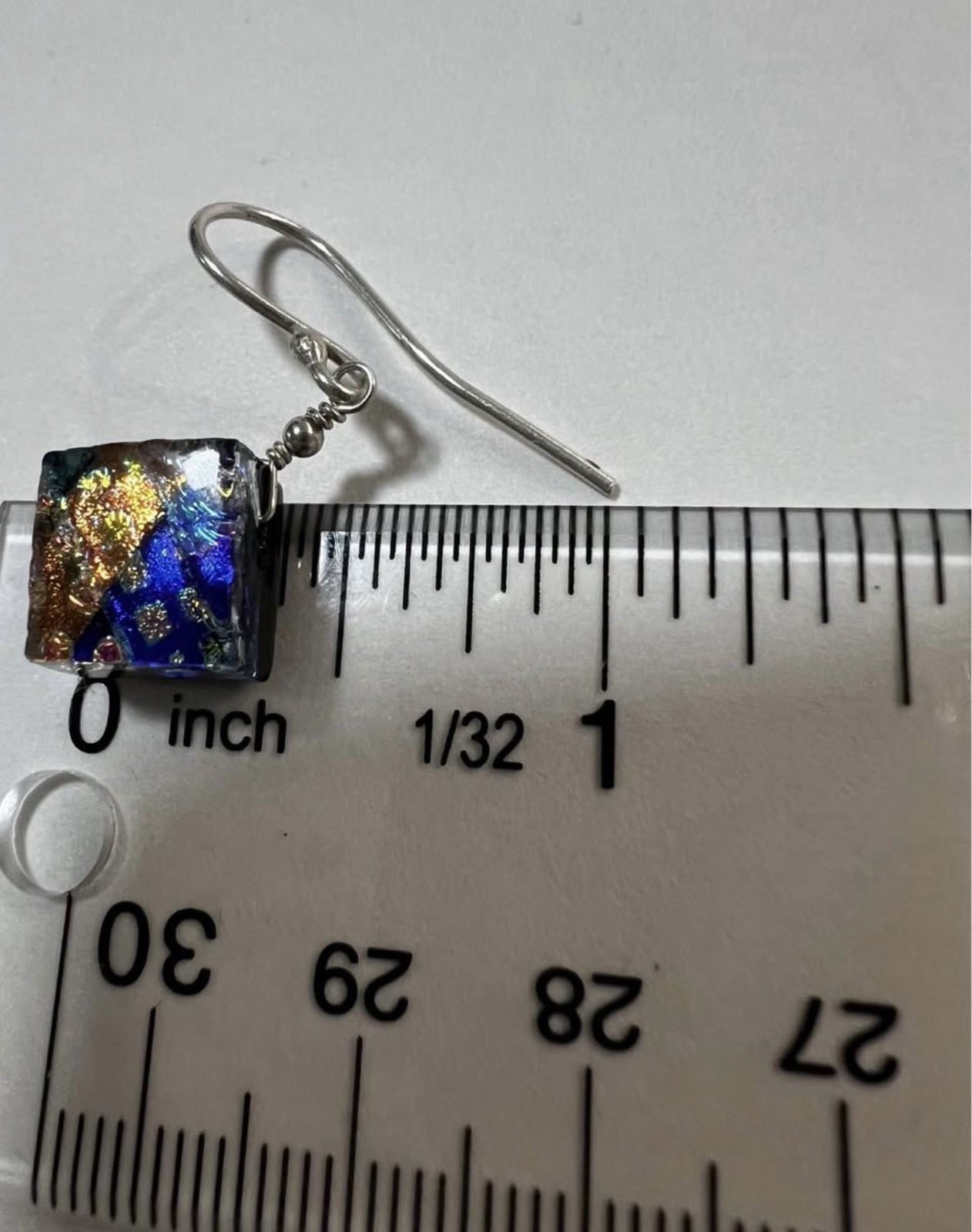 925 Sterling Silver Italy Snake Chain & Dichroic Glass Pendant and Earrings!