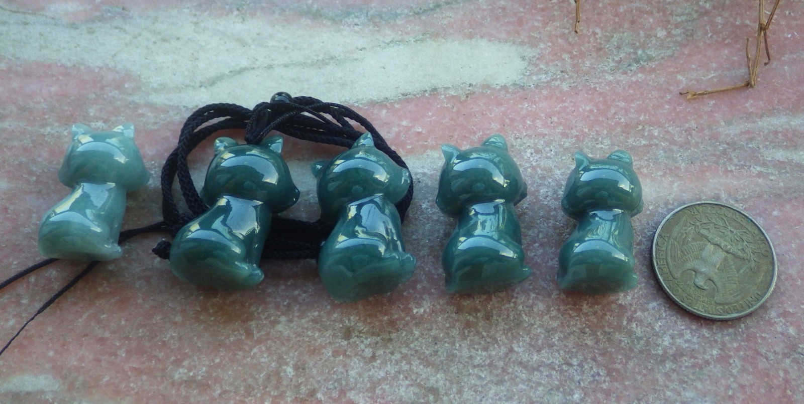 1 pcs Green A JADE JADEITE PENDANT Cat 招财猫 131871