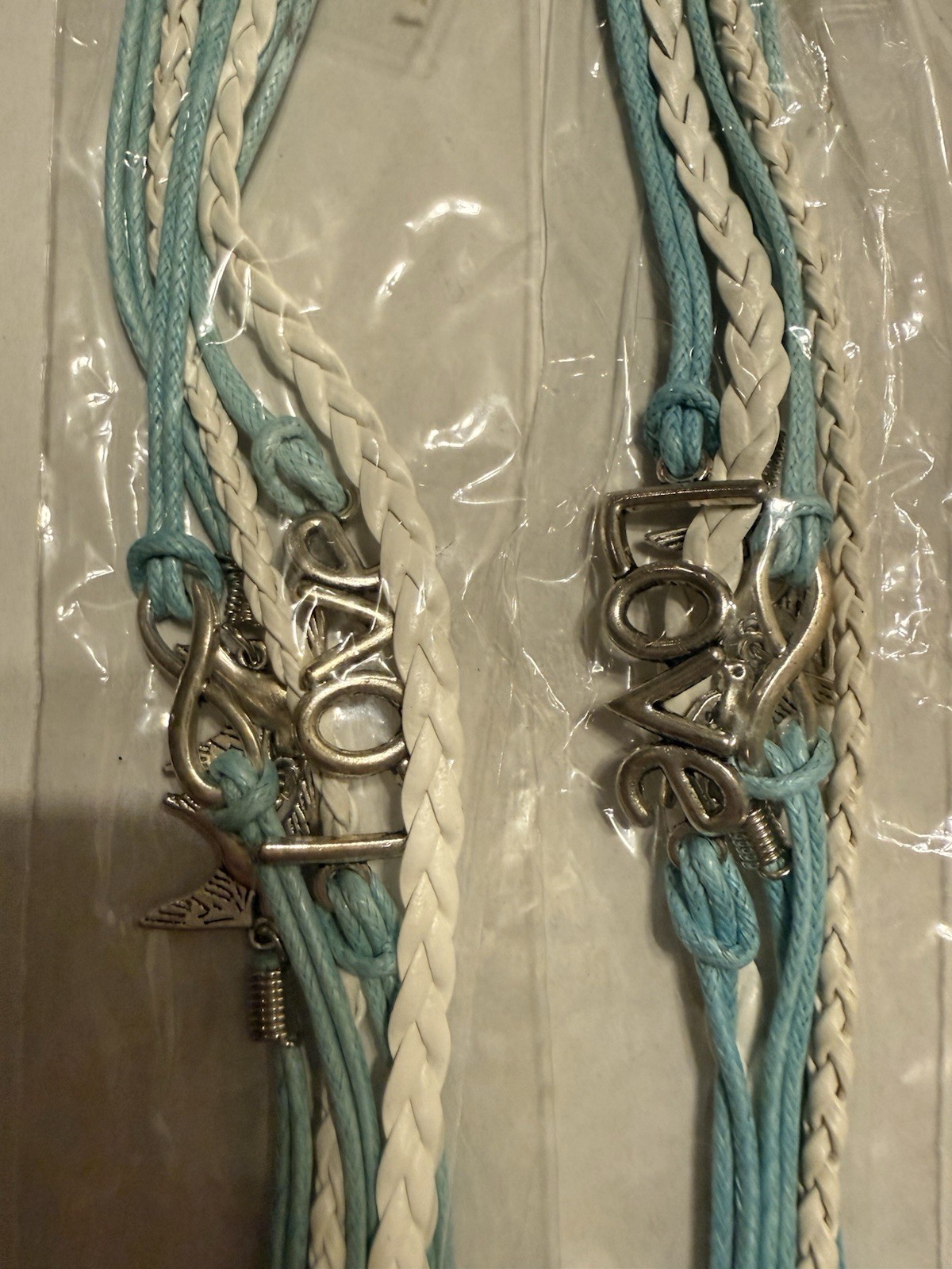 Lot Braided Cord Charm Bracelets Faux Leather Multicolor Adjustable Lobster