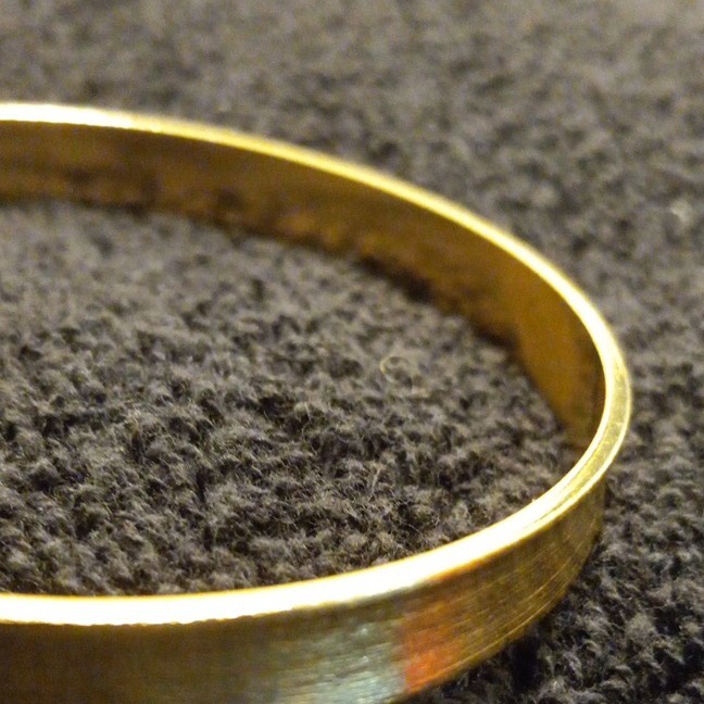 Gold Tone Round Bangle Bracelet Rigid Metal 68mm diameter 7mm wide concave face