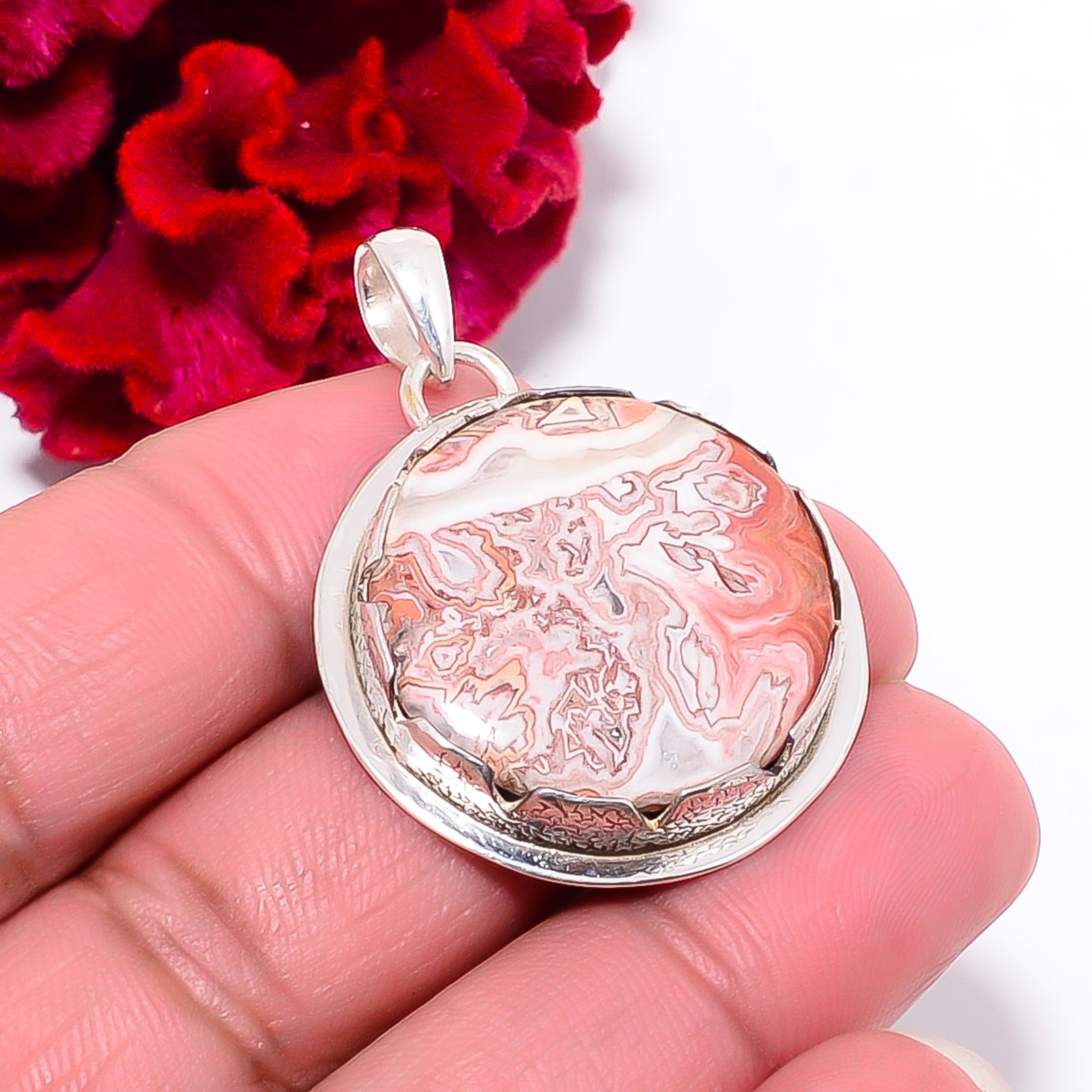 Rosetta Jasper – United State 925 Sterling Silver Pendant 1.56″ P102034