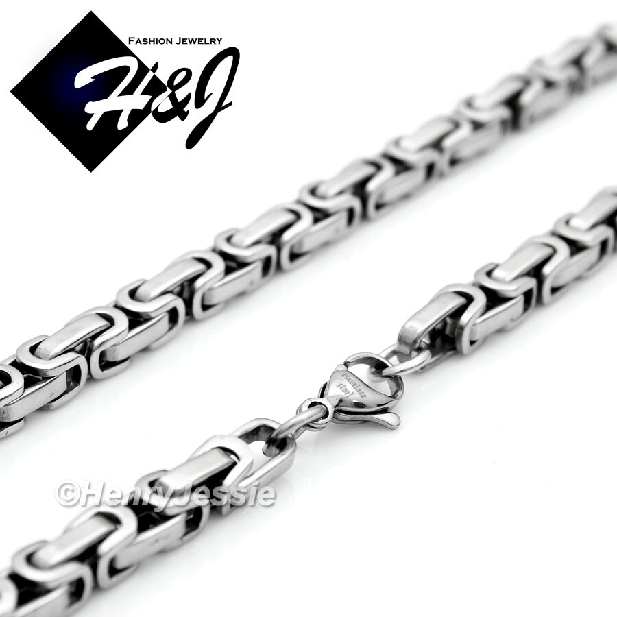 18″-40″MEN Stainless Steel HEAVY WIDE 8mm Silver Byzantine Box Chain Necklace*T