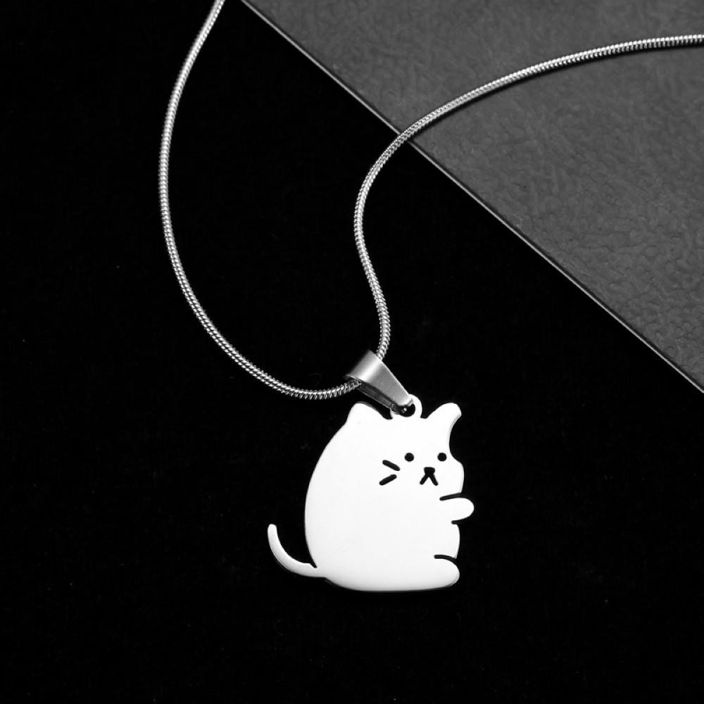 Stainless Steel Hugging Dog and Cat Couple Necklaces Set Best Friends Gifts